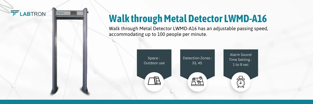 Walk through Metal Detector LWMD-A16 | Space : Outdoor use | Detection Zones : 33, 45