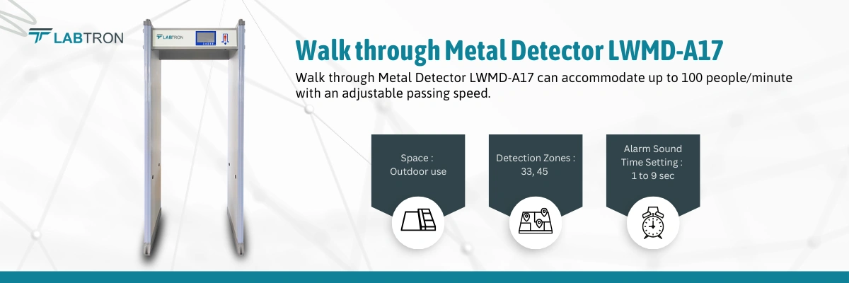 Walk through Metal Detector LWMD-A17 | Space : Outdoor use | Detection Zones : 33, 45