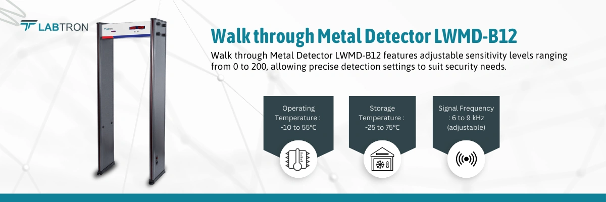 Walk through Metal Detector LWMD-B12 | Operating Temperature : -10 to 55℃ | Storage Temperature : -25 to 75℃