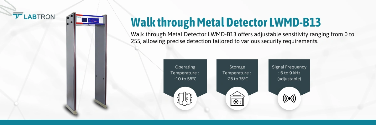 Walk through Metal Detector LWMD-B13 | Operating Temperature : -10 to 55℃ | Storage Temperature : -25 to 75℃