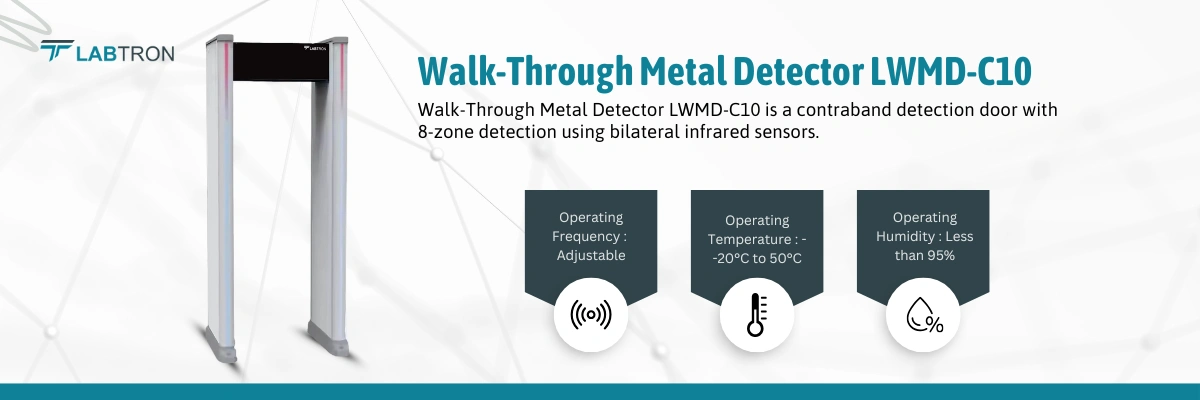 Walk-Through Metal Detector LWMD-C10 | Operating Frequency-Adjustable | Operating Temperature--20°C to 50°C