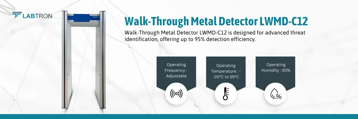 Walk-Through Metal Detector LWMD-C12 | Operating Frequency-Adjustable | Operating Temperature--20°C to 55°C