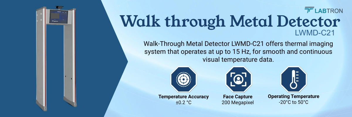 Walk-Through Metal Detector LWMD-C21 | Temperature Accuracy-±0.2 °C | Face Capture-200 Megapixel