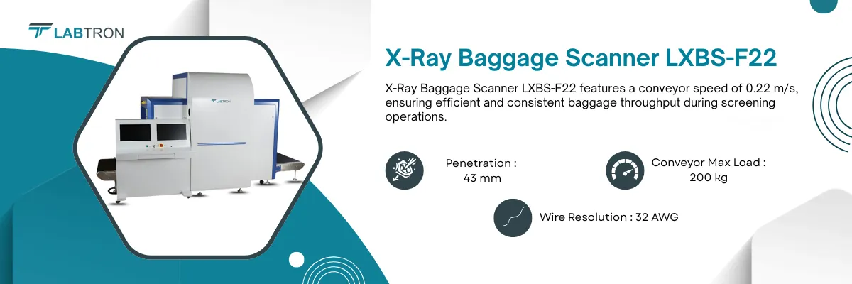 X-Ray Baggage Scanner LXBS-F22 | Conveyor Speed-0.22 m/s | Conveyor Max Load-200 kg