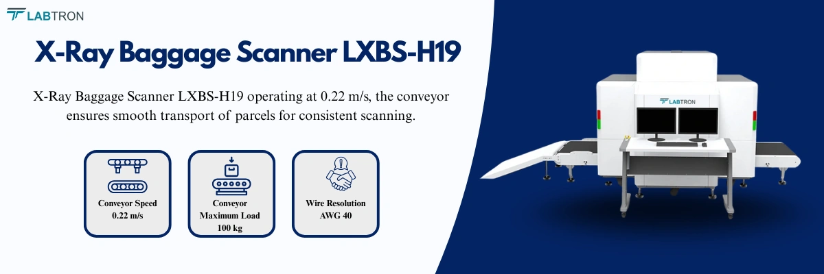 X-Ray Baggage Scanner LXBS-H19 | Conveyor Speed-0.22 m/s | Conveyor Maximum Load-100 kg