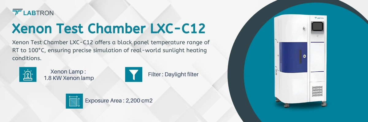 Xenon Test Chamber LXC-C12 | Xenon Lamp: 1.8 KW Xenon Lamp | Exposure Area : 1000 cm2 