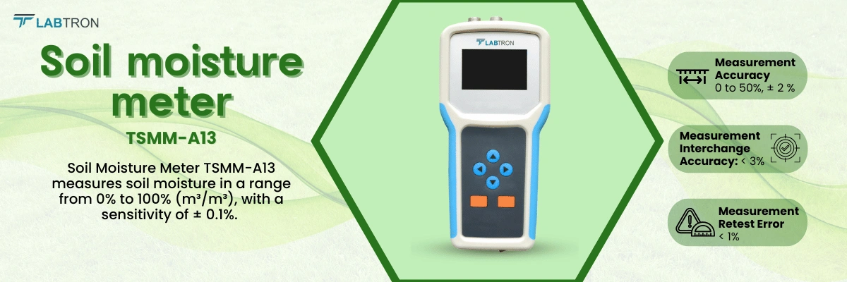 Soil Moisture Meter TSMM-A13 | Soil Moisture Content Measurement Range	0 to 100 % (m3/m3) | Soil Moisture Content Measurement Resolution	0.1%
